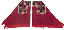 These trouser cuffs were handmade in Turkmenistan during the 20th Century.&nbsp;  Turkmen women traditionally wear colorful ankle length dresses with baggy trousers in contrasting color and decorated bands. These trousers feature wonderful detailed embroidery bands near the ankles in blue, red, green and ivory on a magenta cloth.