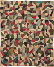 Crazy quilts are so-called "crazy" because they don't follow a specific pattern&nbsp;or quilt block (the building block for a quilt pattern), instead&nbsp;patch-working&nbsp;differently shaped fabrics together to create an abstract pattern. This is a very labor-intensive craft and can feature a wild mix of fabrics and stitches.  American 19th century Heirloom