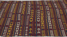 Northern Afghanistan Jajim white attained by using cotton. The stripes are rendered with both stepped and serrated edges.&nbsp; This very versatile textile can work as a rug, wall hanging, or throw. Initially intended for use in a tent as a divider, to cover belongings, as a sofreh, or likely all of these and more.