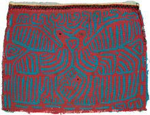 Vintage Mola cloth handmade by the Guna (previously spelled Kuna) people of the San Blas Islands.  Mola is a reverse appliqué technique, similar to the technique used in quilting but&nbsp;using multiple layers of different-colored cloth that are first sewn together before a design is created by cutting away different layers.  This Mola features two birds and a baby chick.  The fabric is in good condition with some fraying around the edges