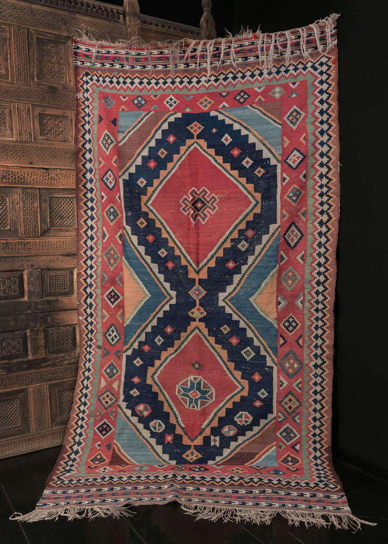 Antique South Persian Qashqa'i Kilim with deep natural dyes