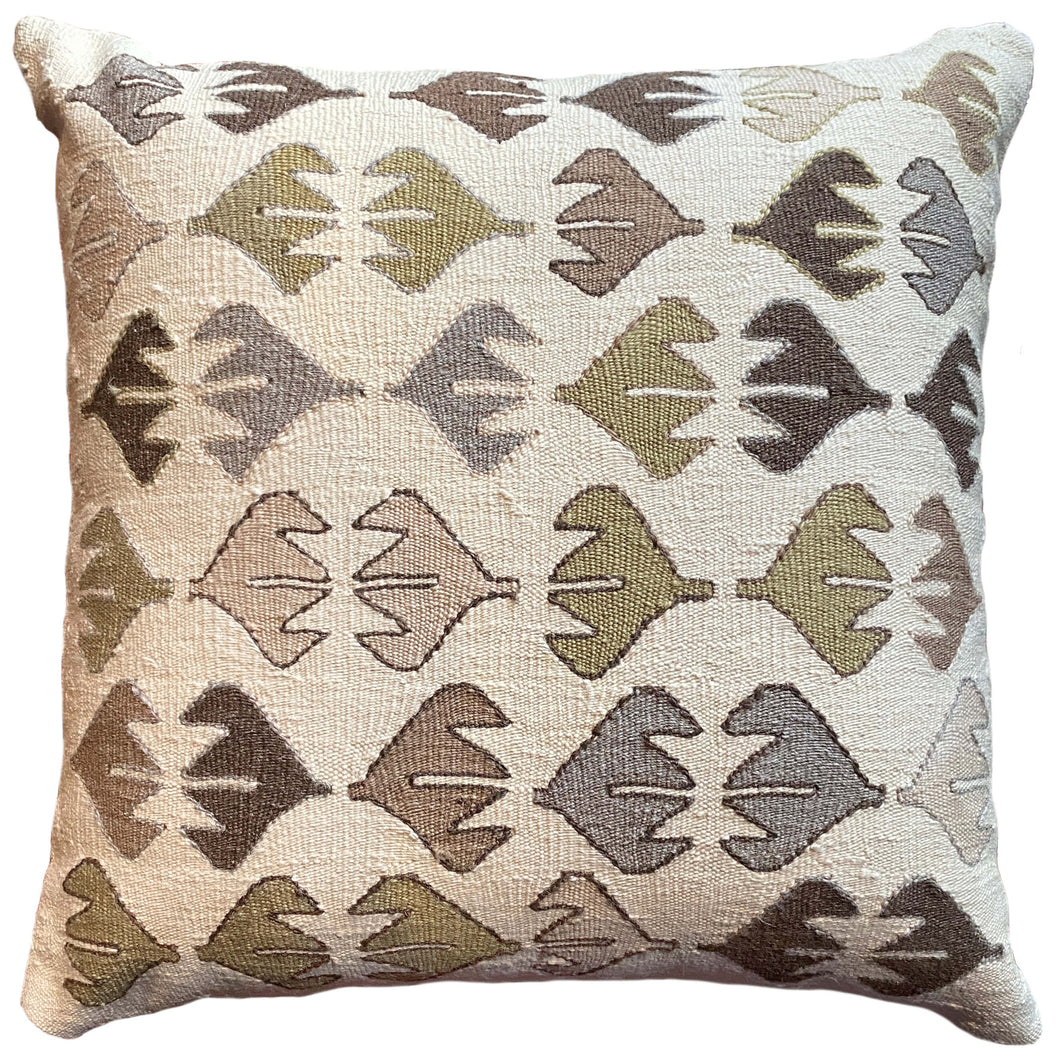 handwoven natural dyed cream Turkish pillow