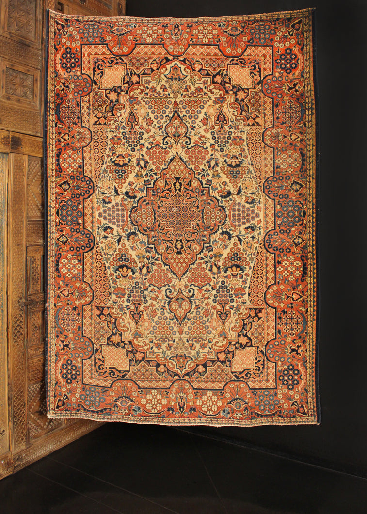 Antique Dabir Kashan - 4'3 x 6'5